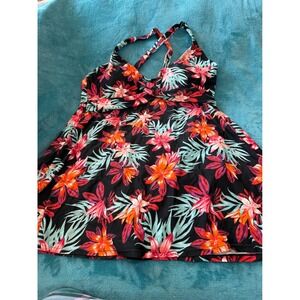 Jaclyn Smith Collection Floral Swimdress Black Tropical Plus Size 22W One Piece